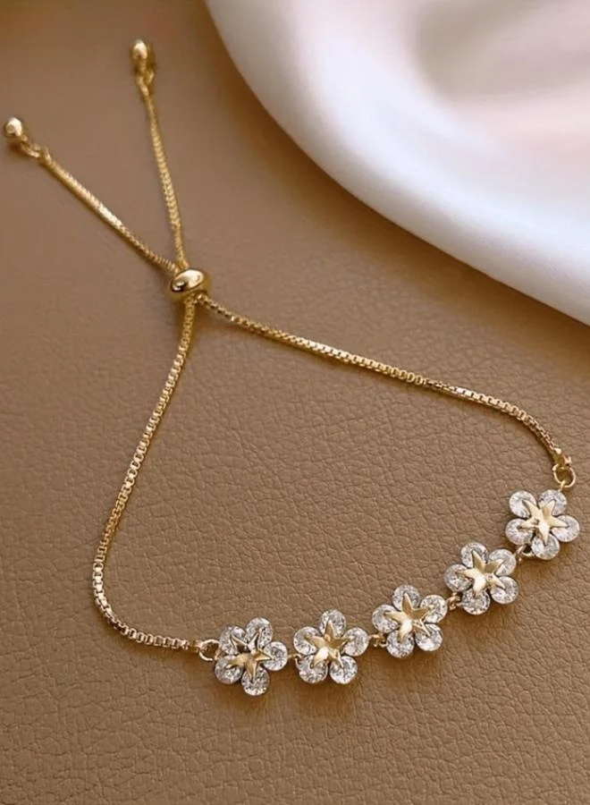 Take Two Women Adjustable Floral Zirconia Bracelet